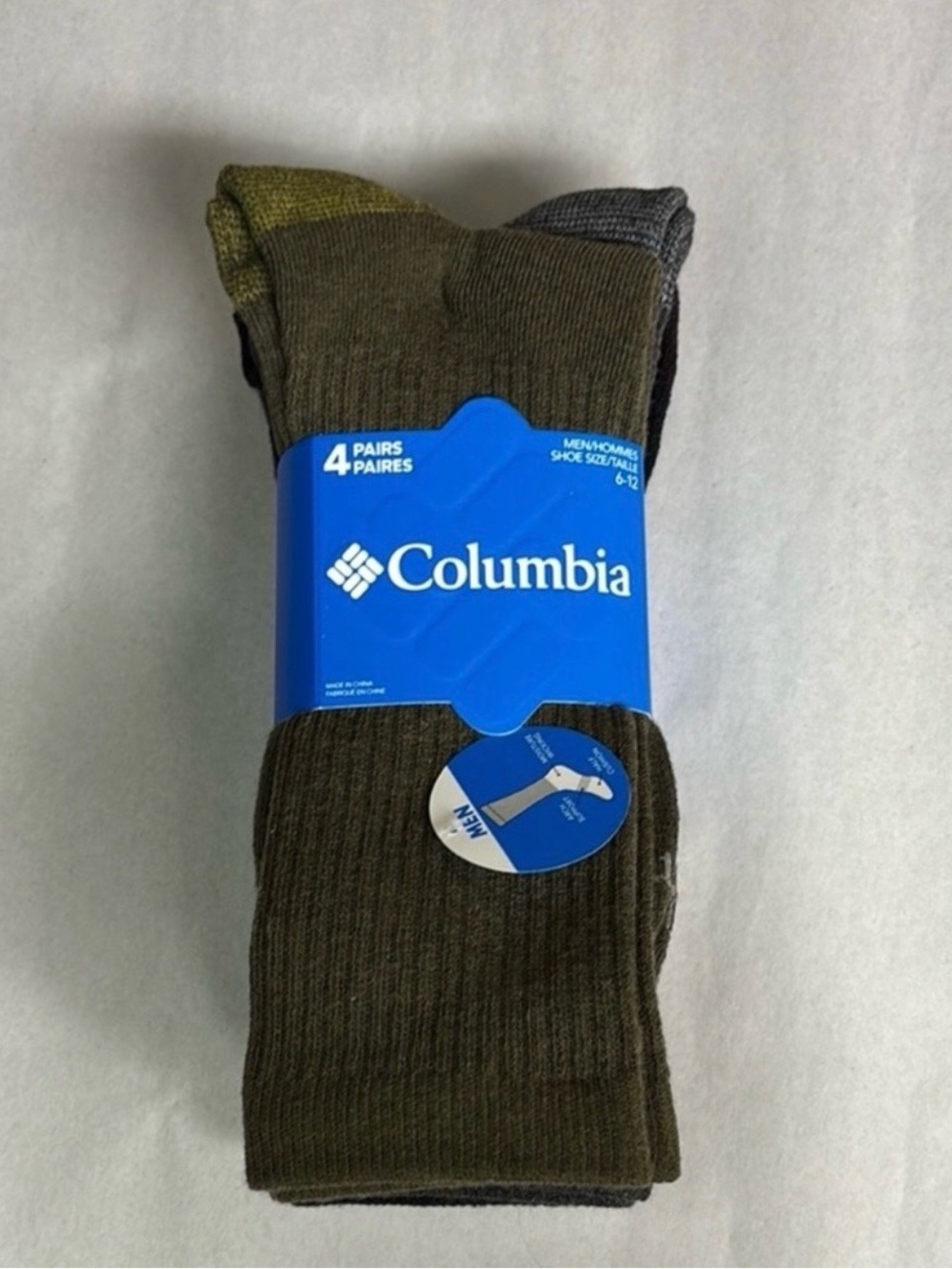 New Columbia Socks Men’s 4 Pair Green & Black Crew Socks Activewear Casual